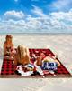 Beach Blanket, Valentine's Day Love Heart Gnome Red Black Plaid Beach Mat 95"x80" Large Picnic Blanket,Sandproof Waterproof Outdoor Beach Blankets for Travel Camping Hiking Beach Vacation view 2