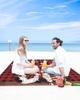 Beach Blanket, Valentine's Day Love Heart Gnome Red Black Plaid Beach Mat 95"x80" Large Picnic Blanket,Sandproof Waterproof Outdoor Beach Blankets for Travel Camping Hiking Beach Vacation view 4