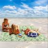 Smile Sunflower Beach Blanket, Chinese Style Spring Hand-Painted Bamboo Beach Mat 118"x108" Large Picnic Blanket,Sandproof Waterproof Outdoor Beach Blankets for Travel Camping Hiking Beach Vacation view 2