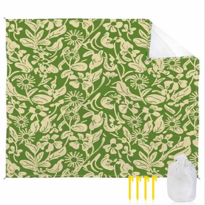 Beach Blanket, Sunflower Flowers Pattern Green Beach Mat 83"x79" Large Picnic Blanket,Sandproof Waterproof Outdoor Beach Blankets for Travel Camping Hiking Beach Vacation