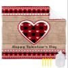 Beach Blanket, Happy Valentine's Day Red Plaid Love Heart Wood Grain Beach Mat 83"x79" Large Picnic Blanket,Sandproof Waterproof Outdoor Beach Blankets for Travel Camping Hiking Beach Vacation view 1