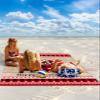 Beach Blanket, Happy Valentine's Day Red Plaid Love Heart Wood Grain Beach Mat 83"x79" Large Picnic Blanket,Sandproof Waterproof Outdoor Beach Blankets for Travel Camping Hiking Beach Vacation view 2