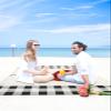 Beach Blanket, Love Valentines Red Heart Black White Buffalo Plaid Linen Beach Mat 83"x79" Large Picnic Blanket,Sandproof Waterproof Outdoor Beach Blankets for Travel Camping Hiking Beach Vacation view 4