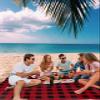 Beach Blanket, Christmas Poinsettia Pine Cone Red Buffalo Plaid Beach Mat 95"x80" Large Picnic Blanket,Sandproof Waterproof Outdoor Beach Blankets for Travel Camping Hiking Beach Vacation view 3