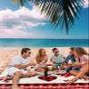 Beach Blanket, Valentine's Day Be Mine Love Romantic Heart Red Black Plaid Beach Mat 95"x80" Large Picnic Blanket,Sandproof Waterproof Outdoor Beach Blankets for Travel Camping Hiking Beach Vacation view 3