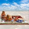Beach Blanket, Christmas Gnome Truck Xmas Tree Farmhouse Red Plaid Beach Mat 83"x79" Large Picnic Blanket,Sandproof Waterproof Outdoor Beach Blankets for Travel Camping Hiking Beach Vacation view 2