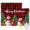 Beach Blanket, Christmas Cute Snowman Xmas Tree Red Black Buffalo Plaid Beach Mat 83"x79" Large Picnic Blanket,Sandproof Waterproof Outdoor Beach Blankets for Travel Camping Hiking Beach Vacation view 1