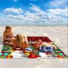 Beach Blanket, Christmas Cute Snowman Xmas Tree Red Black Buffalo Plaid Beach Mat 83"x79" Large Picnic Blanket,Sandproof Waterproof Outdoor Beach Blankets for Travel Camping Hiking Beach Vacation view 2