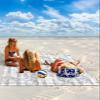 Beach Blanket, Hand Painted Summer Lemon Flowers Grey Plaid Beach Mat 95"x80" Large Picnic Blanket,Sandproof Waterproof Outdoor Beach Blankets for Travel Camping Hiking Beach Vacation view 2