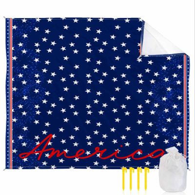 Beach Blanket, Independence Day Shining Stars Fireworks And Stripes Beach Mat 83"x79" Large Picnic Blanket,Sandproof Waterproof Outdoor Beach Blankets for Travel Camping Hiking Beach Vacation
