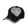LKXHarleya Heart Shaped Pearl Rhinestones Baseball Cap Cotton Sport Hat, Black view 1