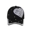 LKXHarleya Heart Shaped Pearl Rhinestones Baseball Cap Cotton Sport Hat, Black view 2