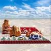 Beach Blanket, Christmas Tres Snowman Snowflake Black and Red Plaid Buffalo Beach Mat 108"x84" Large Picnic Blanket,Sandproof Waterproof Outdoor Beach Blankets for Travel Camping Hiking Beach Vacation view 2