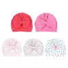 Baby Girls Turban Hats Big Bows, 5PCS Baby Girl Hats, Soft Hospital Hat for Newborn Infant Toddlers Girls view 3