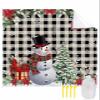 Beach Blanket, Christmas Cute Snowman with Xmas Tree Black Buffalo Plaid Beach Mat 118"x108" Large Picnic Blanket,Sandproof Waterproof Outdoor Beach Blankets for Travel Camping Hiking Beach Vacation view 1