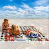 Beach Blanket, Christmas Cute Snowman with Xmas Tree Black Buffalo Plaid Beach Mat 118"x108" Large Picnic Blanket,Sandproof Waterproof Outdoor Beach Blankets for Travel Camping Hiking Beach Vacation view 2