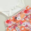 Newborn Baby Girl Clothes Floral Print Sleeveless Knit Romper Ruffle Bloomer Shorts Headband Set Infant Summer Outfits (C-White, 3-6 Months) view 4