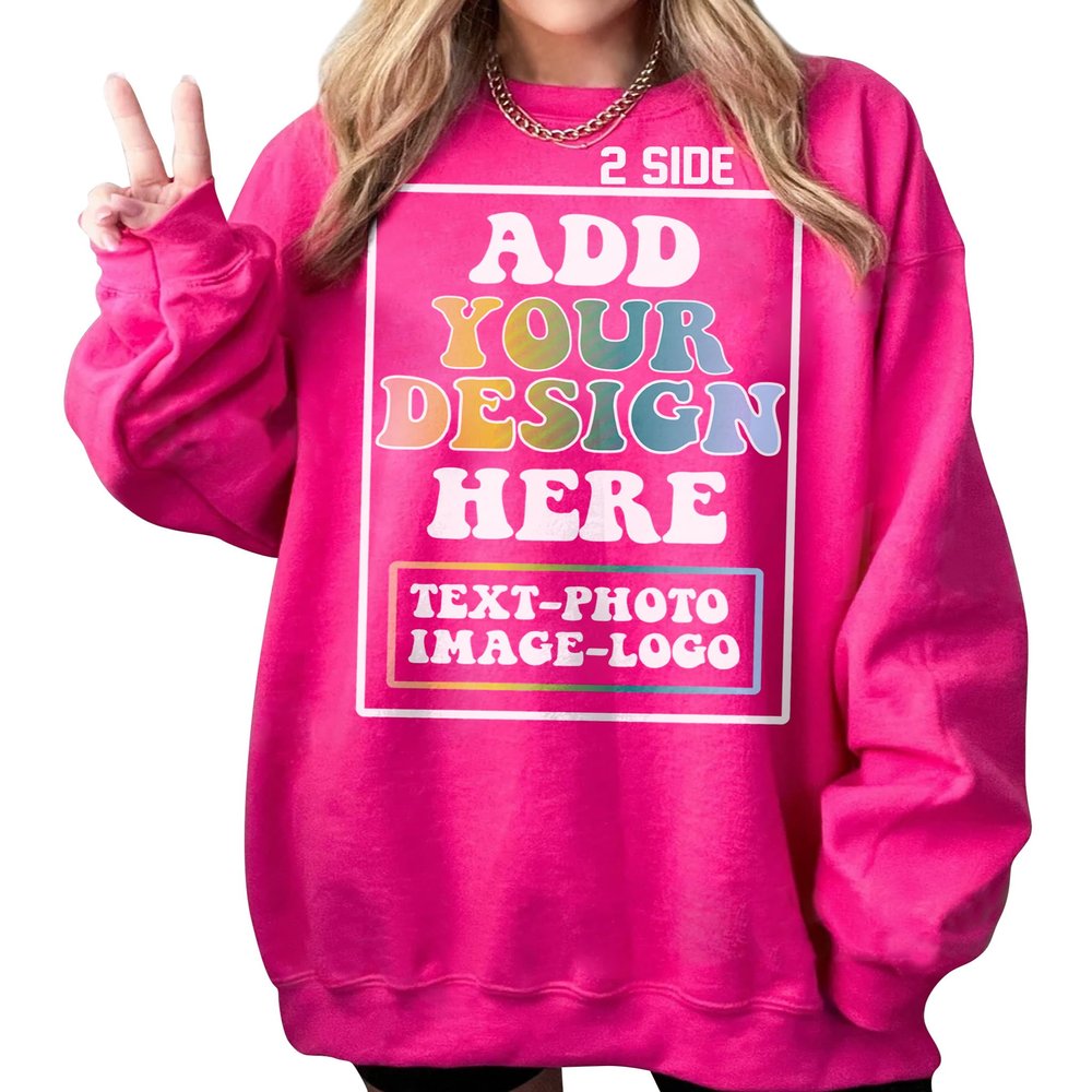 CAOMP Custom Sweatshirt Add Your Own Text Logo Photo Personalized Design Your Own Pullover Front Back Side