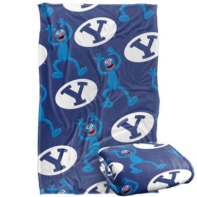 Brigham Young University Blanket, 36"x58" Logo & Grover Pattern Silky Touch Super Soft Throw Blanket