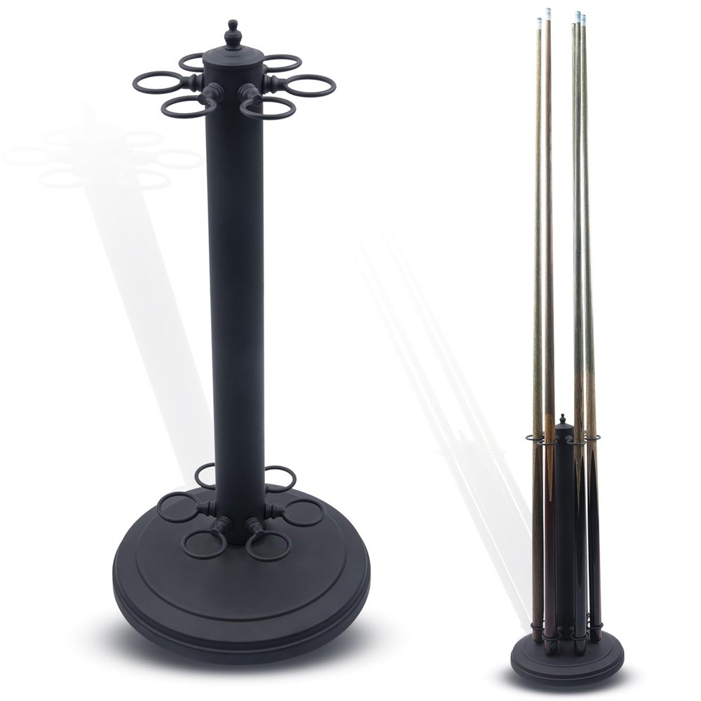 9TH SHOP Pool Stick Holder, Pool Cue Rack, Pool Cue Holder Floor Stand, Stand Style Metal Billiard Cue Racks, Holds 6 Pool Cue Sticks