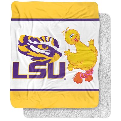 Louisiana State University x Sesame Street Blanket, 50"x60" Primary Logo & Big Bird Silky Touch Sherpa Back Super Soft Throw Blanket