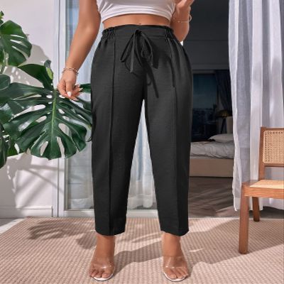 ANTIY Women's Pants Pants for Women Paper Bag Waist Cropped Tapered Pants (Color : Black, Size : X-Small)