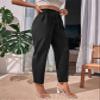 ANTIY Women's Pants Pants for Women Paper Bag Waist Cropped Tapered Pants (Color : Black, Size : X-Small) view 3