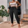 ANTIY Women's Pants Pants for Women Paper Bag Waist Cropped Tapered Pants (Color : Black, Size : X-Small) view 4
