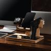 DGWJSU Pistol Rack for Gun Safe, Wood Handgun Rack Holder for Gun, Phone Docking Station as Nightstand Organizer as Gifts for Men Boyfriend Husband Father in Anniversary Birthday Christmas view 2