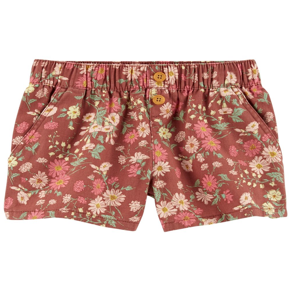 OshKosh B'Gosh Baby Girls Pull-on Shorts, Brown Floral Print, 6 US