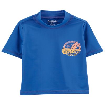 OshKosh B'Gosh Boys Rashguard Rash Guard Shirt, Blue, 7 US