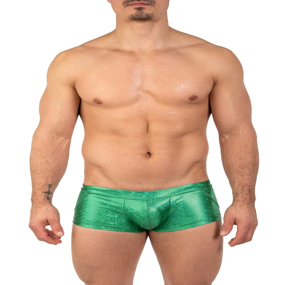 Gary Majdell Sport Mens New Printed Hot Body Boxer Swimsuit (Emerald Hologram, X-Large)