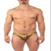 Gary Majdell Sport Mens Unique Print Contour Pouch Thong Swimsuit (Gold Snake Skin, X-Large) view 1