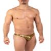 Gary Majdell Sport Mens Unique Print Contour Pouch Thong Swimsuit (Gold Snake Skin, X-Large) view 3