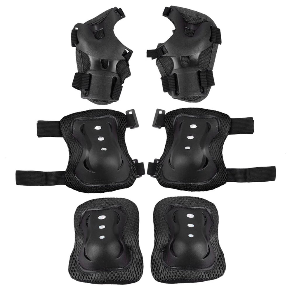 Toyvian 6Pcs Boy Girl Protective Gear Black Knee Pads Elbow Pads for Cycling Skateboard Scooter Outdoor Sports Comfort