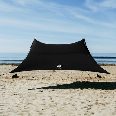 Neso Gigante Portable Beach Tent Sun Shelter - Lightweight Beach Shade Canopy - Easy Setup for Family Outings - Patented Reinforced Corners - UPF 50+ Sun Protection - 8ft Tall, 11 x 11ft - Black