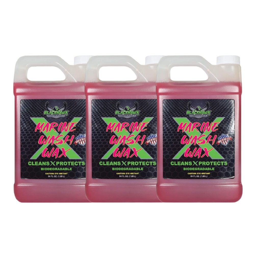 BLACKHAWK PERFORMANCE Boat Wash X Wax - Gently Removes All Dirt & Grime - Non-Yellowing Wax Leaves Shiny Finish While Protecting All Paints & Clear Coats-Marine Safe-Made in USA(64oz,1pk) (64 floz, 1)
