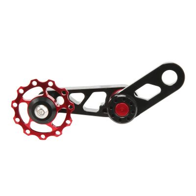 Single Speed Chain, Alloy Folding Tensioner Aluminum Stabilizer for Black (Red)
