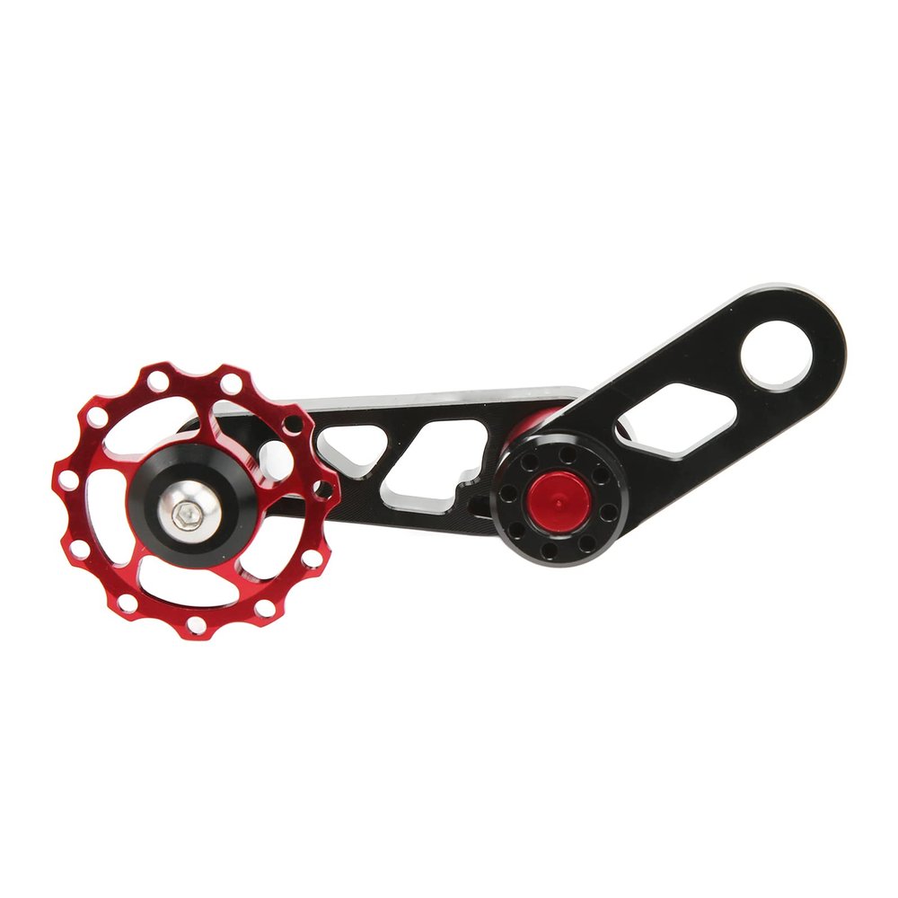 Single Speed Chain, Alloy Folding Tensioner Aluminum Stabilizer for Black (Red)