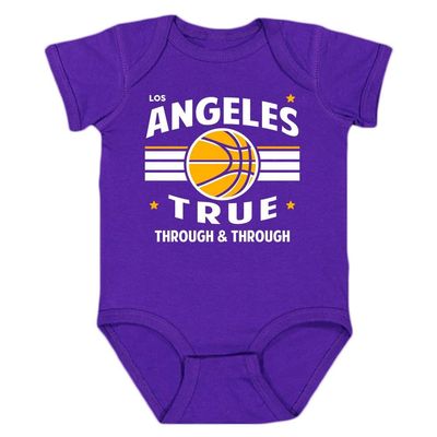 Los Angeles Retro Team Kid's Bodysuit for Basketball Fans (Purple, 12M)
