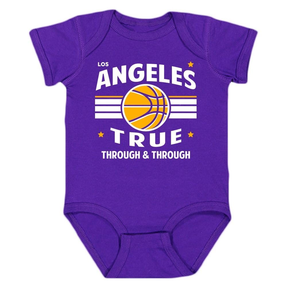 Los Angeles Retro Team Kid's Bodysuit for Basketball Fans (Purple, 12M)