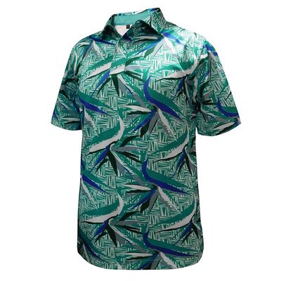 Monterey Club Men's Kingston Print Texture Polo Shirt #3501 (Turquoise/White, Medium)