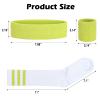 5 Pieces Sweatbands Striped Socks Set Sports Headband Wristbands High Tube Socks 80s Accessories for Men Women 80s Costumes Theme Party (Tennis Yellow/White) view 3