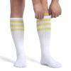 5 Pieces Sweatbands Striped Socks Set Sports Headband Wristbands High Tube Socks 80s Accessories for Men Women 80s Costumes Theme Party (Tennis Yellow/White) view 4