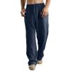 GOKKILRW Mens Cotton Linen Casual Pants Drawstring Elastic Waist Summer Loose Fit Beach Yoga Pants Trousers(Navy,XX-Large) view 1