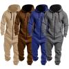 GOKKILRW Onesie Mens Hooded Jumpsuits Zip Up One Piece Rompers Workout Lounge Pajamas Playsuit Jogger Sweatsuit Overalls(Blue,Medium) view 2