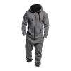GOKKILRW Onesie Mens Hooded Jumpsuits Zip Up One Piece Rompers Workout Lounge Pajamas Playsuit Jogger Sweatsuit Overalls(Grey,3X-Large) view 1