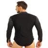 iiniim Men's Shiny Rhinestone Deep V Neck Latin Tango Dance Shirt Leotard Ballroom Dance Costume Black#3 XX-Large view 3