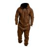 GOKKILRW Onesie Mens Hooded Jumpsuits Zip Up One Piece Rompers Workout Lounge Pajamas Playsuit Jogger Sweatsuit Overalls(Coffee,3X-Large) view 1
