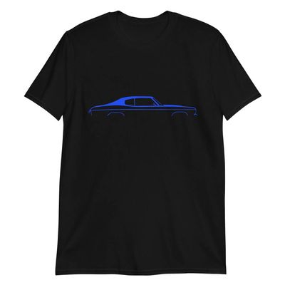1970 Chevelle Silhouette Collector Car Owner Chevy Muscle Cars Blue Lines Custom T-Shirt